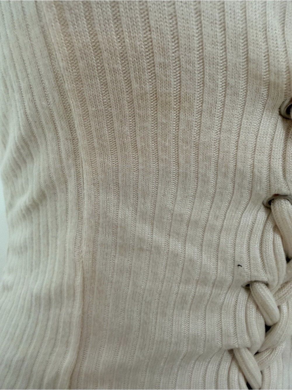 Reformation Cream Ribbed Lace-Up Tank - Picture 8 of 10